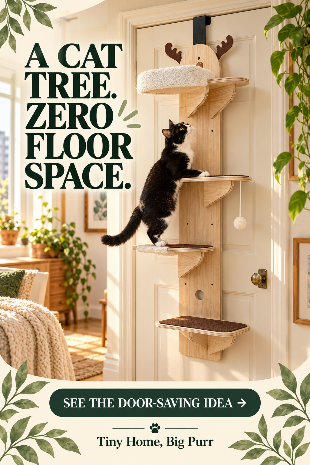 Concept illustration for WUSILILU 4-Tier Door Hanging Cat Tree (No Cat Nest); not a product photograph